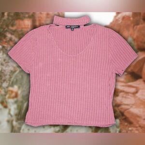One Clothing Pink Choker Crop Top Sz S